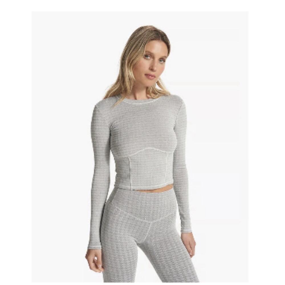 Vuori Long Sleeve Shirt Chilled Out Houndstooth Mock Top Medium Women